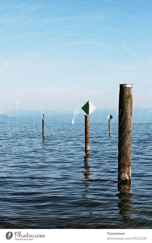 Blue tones and orientation aids Vacation & Travel Environment Nature Landscape Elements Water Sky Beautiful weather Lake Lake Constance Transport Navigation