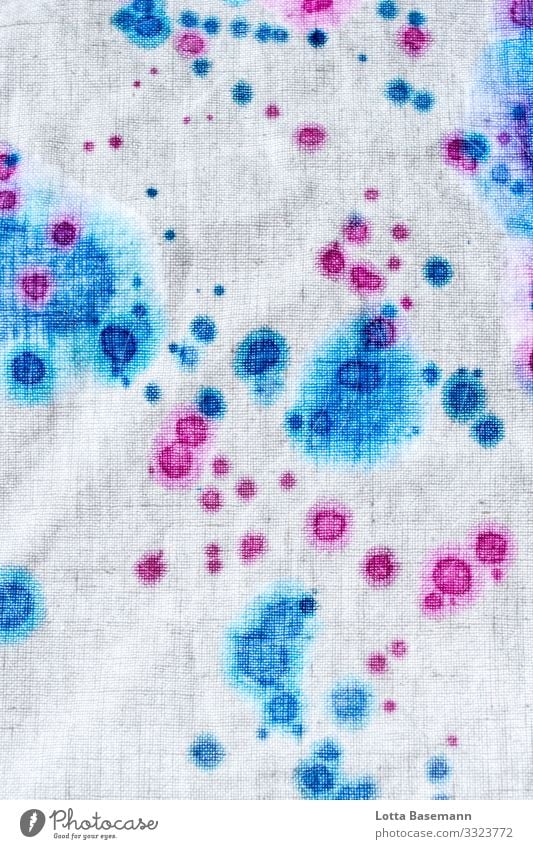 Colour stains Art Artist Painter Culture Pattern Cloth Color droplets Drop Point Blue Pink White Water Fluid Watercolor Inject Multicoloured Melt