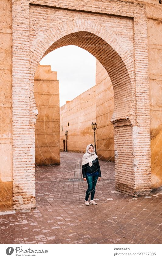Arabic woman on the streets of Marrakech, Morocco Lifestyle Elegant Exotic Vacation & Travel Tourism Trip Sightseeing Winter House building Human being Feminine