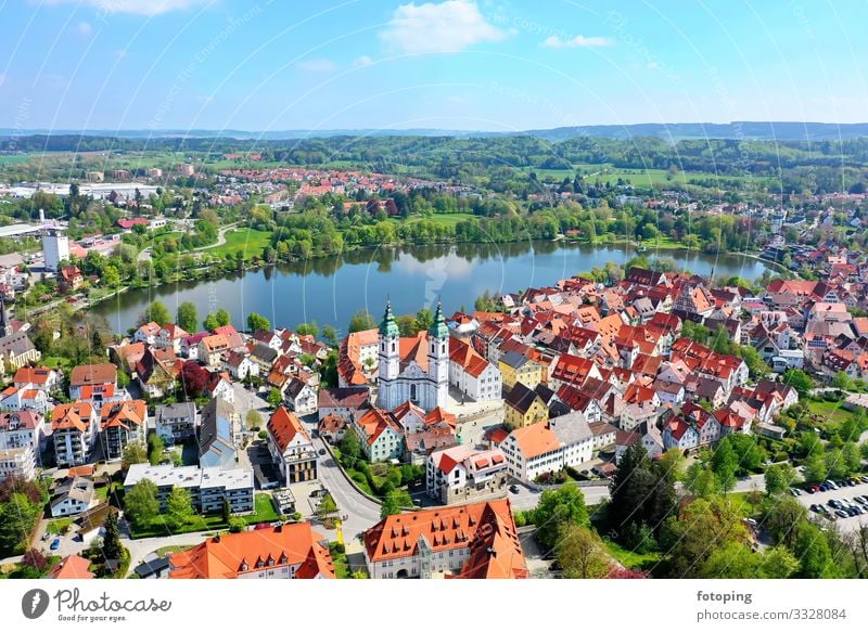 Bad Waldsee Beautiful Tourism Trip Sightseeing City trip Summer Sun Clouds Weather Town Old town Skyline Architecture Roof Tourist Attraction Landmark Monument