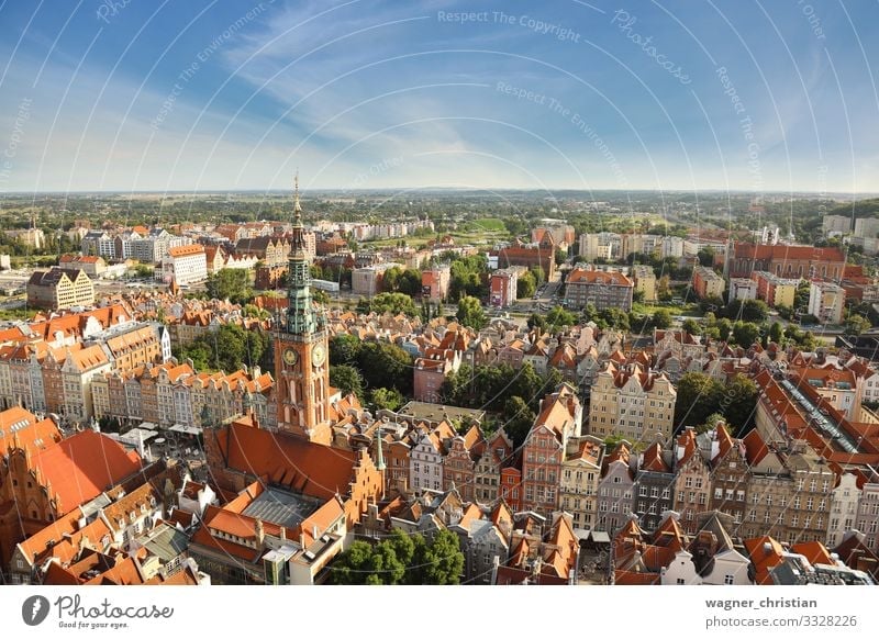 Roofs of Gdansk Vacation & Travel Summer Town Port City Downtown Old town Deserted House (Residential Structure) Church Dome Manmade structures Building