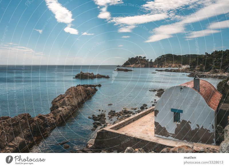 Costa Brava Landscape Plant Sky Clouds Horizon Spring Beautiful weather Tree Forest Rock Coast Beach Bay Reef Ocean Island Deserted