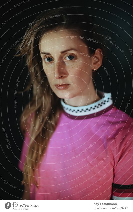 Cute Young Adult Woman in 30s Wearing Casual Clothes in Studio