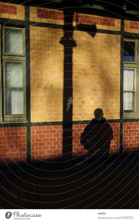 Shadow of man on wall... Loudspeaker Information Technology Human being Man Adults 1 Beautiful weather Berlin Town Capital city House (Residential Structure)