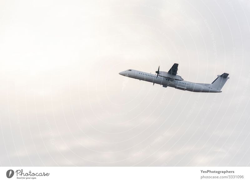 Passengers airplane flying in the sky. White aircraft in the air Vacation & Travel Tourism Sun Aviation Beautiful weather Transport Public transit Airplane