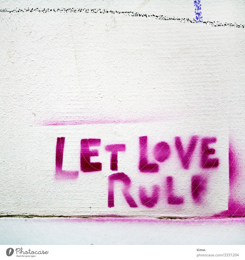 pink imperative Wall (barrier) Wall (building) Decoration Stone Characters Graffiti Line Stripe Wild Pink Willpower Might Passion Love Life Design Threat