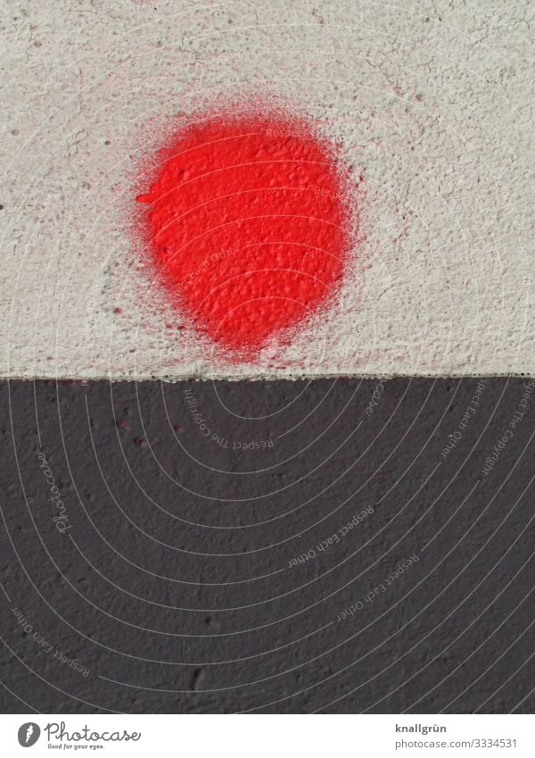 red dot House (Residential Structure) Wall (barrier) Wall (building) Graffiti Point Round Red Black White Colour Art Colour photo Exterior shot Deserted