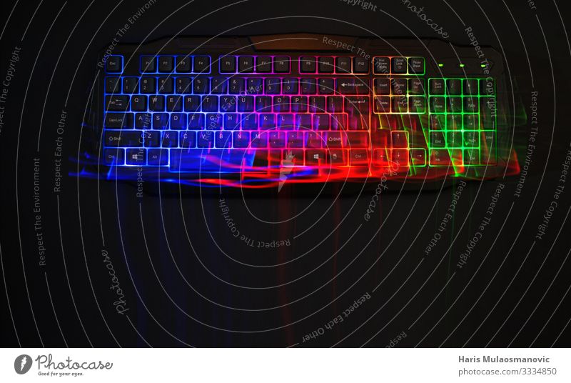 leaking lights on rgb gaming keyboard Keyboard Authentic Blue Green Red Smart Innovative Inspiration Art Mobility Future Gaming machine Playing Technology