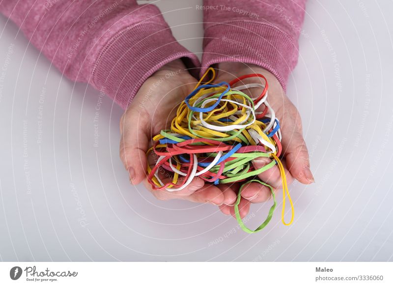 Elastic colored rubber bands Multicoloured Elastic band Rubber String Office Blue Green Red Colour Things Background picture Structures and shapes Heap Yellow