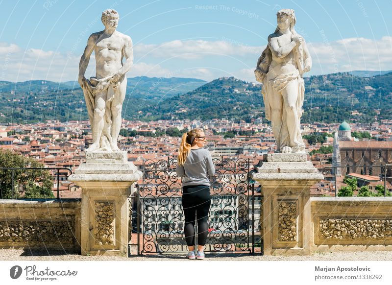 Young woman enjoying panoramic view of Florence, Italy Lifestyle Vacation & Travel Tourism Trip Sightseeing City trip Human being Feminine Youth (Young adults)