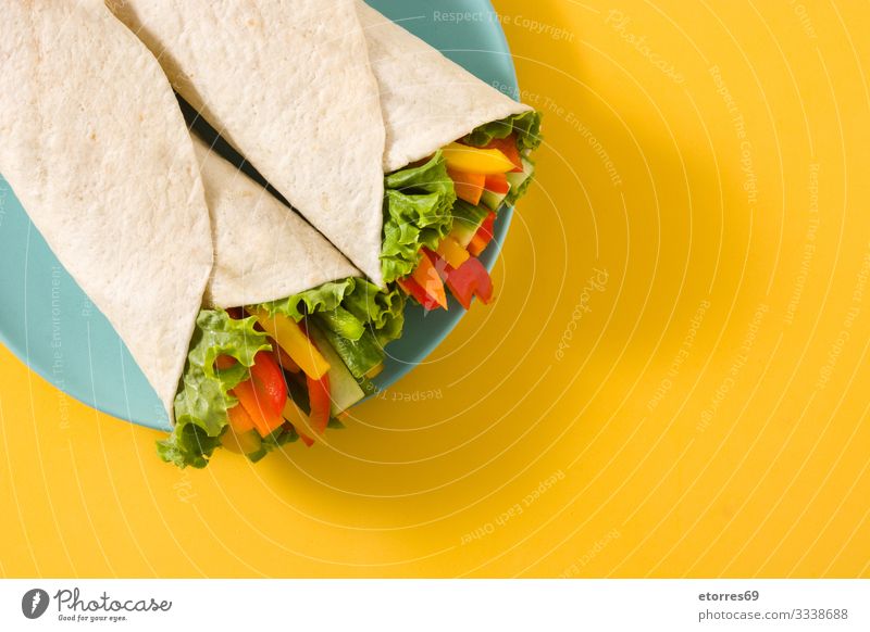 Vegetable tortilla wraps burrito Carrot Cucumber Diet fajita Food Healthy Eating Food photograph Fresh Green Isolated (Position) Lettuce Mexicans Mix Nutrition