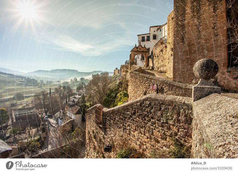 Ronda Andalusia Spain Vacation & Travel Tourism City trip Nature Landscape Winter Climate Beautiful weather Fog Hill Canyon Europe Town Old town Wall (barrier)