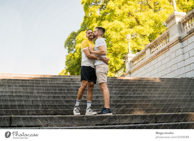 Gay couple spending time together at the park. Lifestyle Happy Relaxation Leisure and hobbies Freedom Human being Homosexual Man Adults Couple 2 18 - 30 years