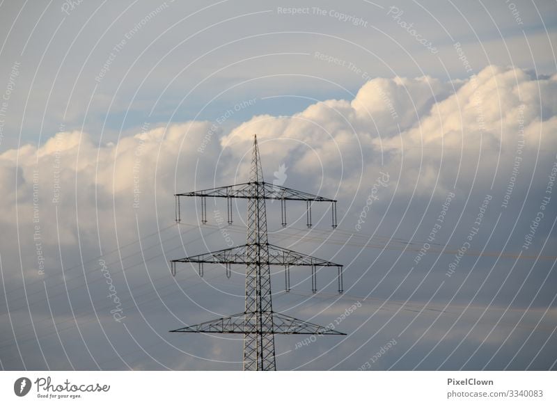 Power poles with a bright blue sky in the background stream electricity Energy industry Cable Sky Technology Electricity pylon Electrical equipment Blue