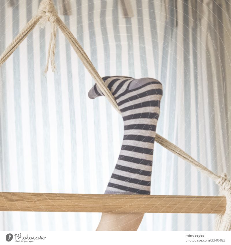 Curled Living or residing Children's room Girl 1 Human being 8 - 13 years Infancy Swing Striped socks Striped pantyhose Drape Line Relaxation Fitness Flying