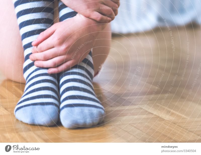 striped stockings on parquet Living or residing Children's room Parquet floor Masculine Girl Infancy 1 Human being 8 - 13 years Clothing Stockings Sock Think