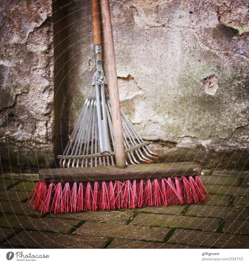 spring cleaning Living or residing Cleaning Broom Working equipment Work and employment Cleanliness Wall (barrier) Plaster Rake Pink Spring cleaning Bristles
