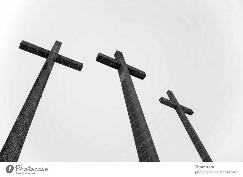 Good Friday - three crosses Religion and faith Death Crucifix Stone Black & white photo Grief Belief Hope Christianity crucifixion