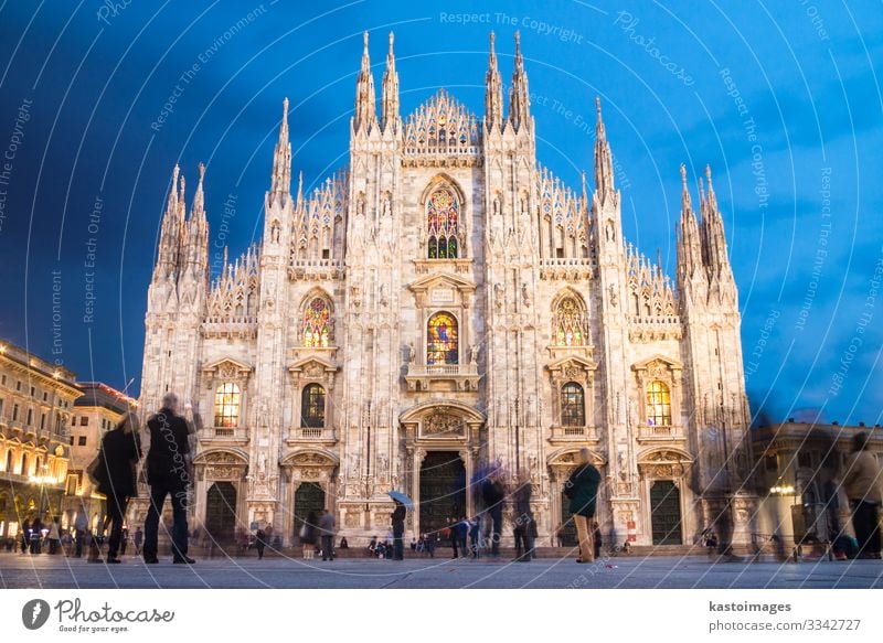 Milan Cathedral from the Square Tourism Decoration Art Church Places Building Architecture Facade Monument Old Large Blue White Religion and faith Perspective