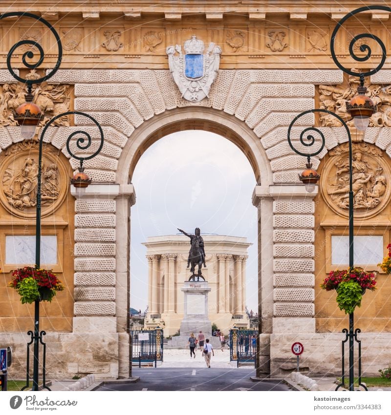 Arc de Triomphe, Montpellier, France. Vacation & Travel Tourism Culture Sky Park Palace Castle Building Architecture Monument Street Flag Historic