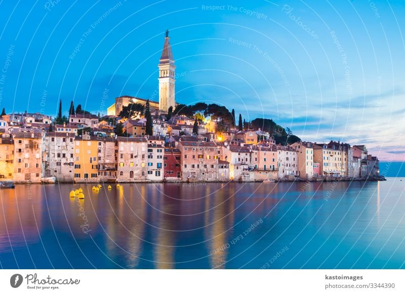 Coastal town of Rovinj, Istria, Croatia. Beautiful Vacation & Travel Tourism Summer Ocean House (Residential Structure) Landscape Sky Town Old town Church