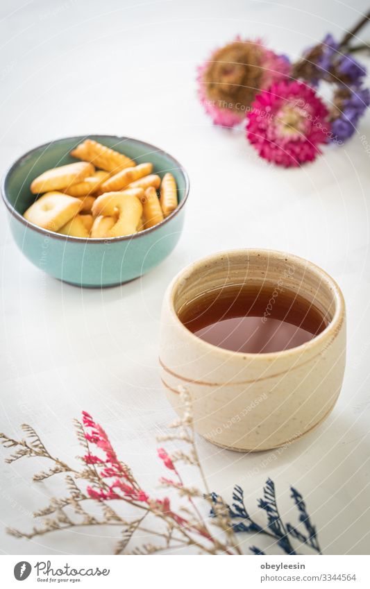 Cup of tea on a wooden background Breakfast Beverage Tea Table Warmth Fresh Hot Natural Brown Red Black Tradition seething. steam Organic glass Teatime health