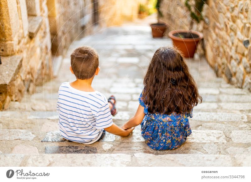 Two little kids holding her hands on a summer day Lifestyle Joy Happy Beautiful Relaxation Leisure and hobbies Vacation & Travel Summer Summer vacation Child