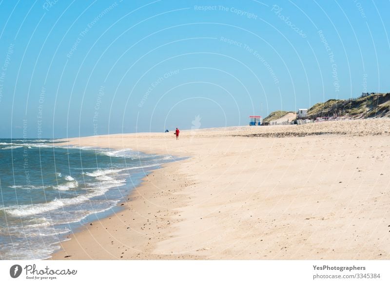 Beach landscape and the North Sea water on Sylt island Relaxation Summer Summer vacation Ocean Waves Sand Beautiful weather Coast Maritime Frisia island