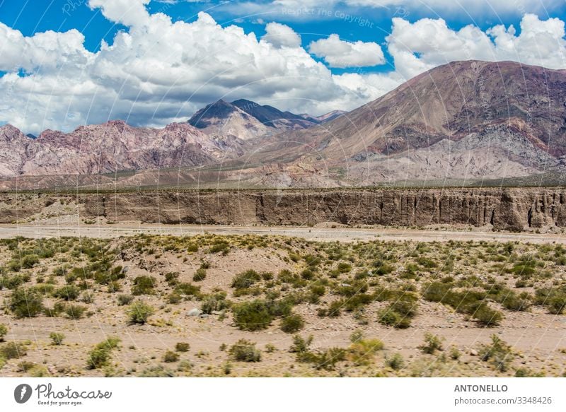 Andean panorama with river bed Vacation & Travel Tourism Adventure Summer Mountain Hiking Climbing Mountaineering Environment Nature Landscape Earth Sky Clouds