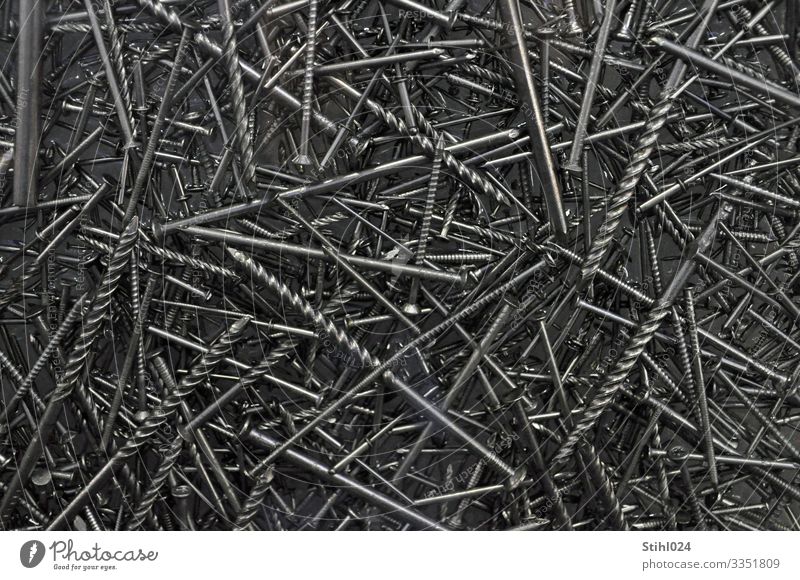 many different nails are mixed up Home improvement Craft (trade) Screw nail Metal Lie Gray Black Silver Point Direct Steel Muddled Chaos Diameter