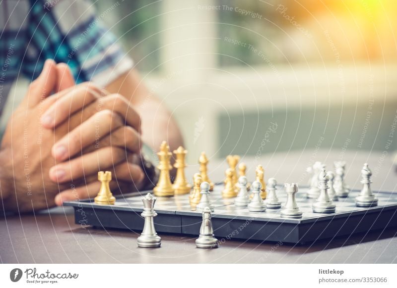 Casual businessman playing chess game with retro style photo Chess Success Business Man Adults Think Competition Creativity Battle queen King chess pieces