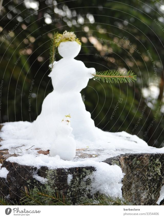 Ice Age | A snowman has a hard time these days Nature Landscape Plant Winter Snow Forest Snowman Stand Cold White Moody Joy Climate Creativity Environment