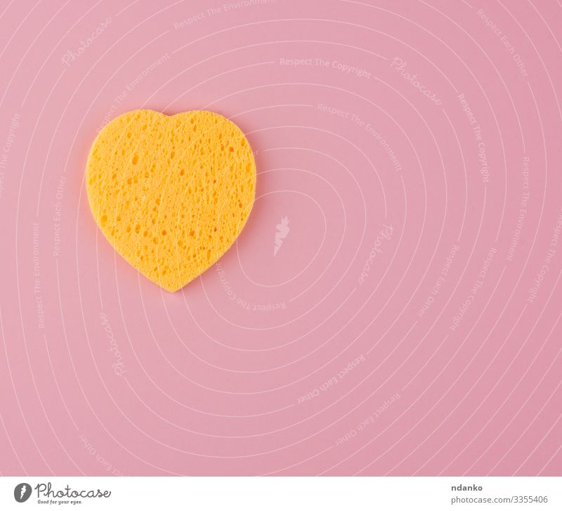 yellow heart shaped sponge Face Bathroom Tool Accessory Heart Make Cleaning Soft Yellow Pink Symbols and metaphors absorbent background care cleanser cosmetic