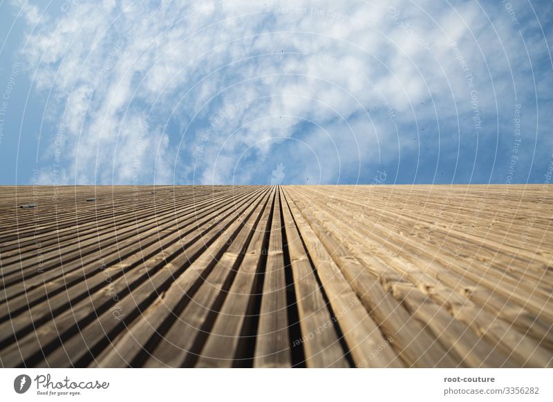 Wooden wall to the sky Flat (apartment) House building Craft (trade) Construction site Architecture Sky Clouds Beautiful weather Hut Gate Manmade structures