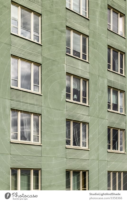 Windows of a green building Lifestyle House (Residential Structure) Environment Town Building Architecture Facade Simple Modern New Clean Green window windows