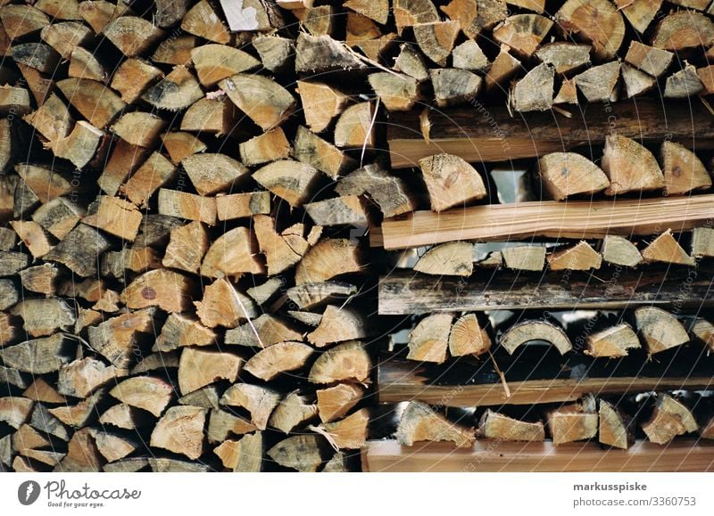 Stack of firewood Stack of wood Firewood Wood Sustainability Emission emission rights emission-neutral Warmth analog photography Analog fuel