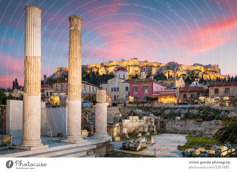 Hadrian's Library and Acropolis. - a Royalty Free Stock Photo from