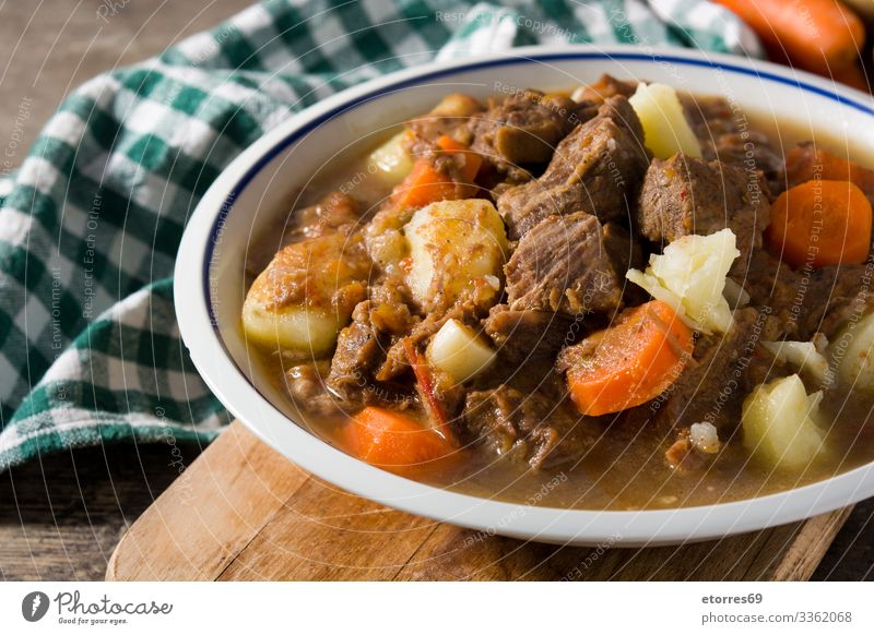 Irish beef stew with carrots and potatoes Beef Carrot Cooking Dish Food Healthy Eating Food photograph Goulash Herbs and spices Home-made Irishman Lamb Meat