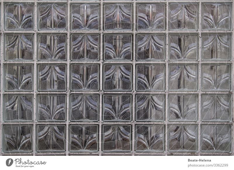 Retro pattern of glass blocks Glass block Pattern Decoration House building Architecture '60s Screening Window Facade Living or residing Exterior shot built 70s