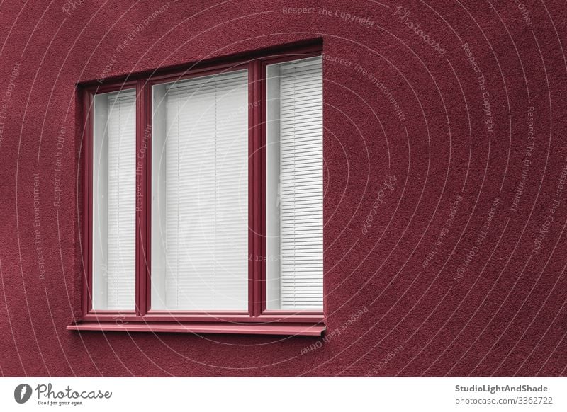 Window of a cherry red building Lifestyle House (Residential Structure) Town Hunting Blind Building Architecture Facade Dark Simple Modern New Clean Red White