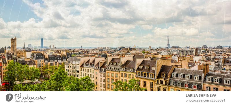 Panoramic view of Paris on city center, France Vacation & Travel Sightseeing House (Residential Structure) Garden Landscape Sky Horizon Spring Park Town