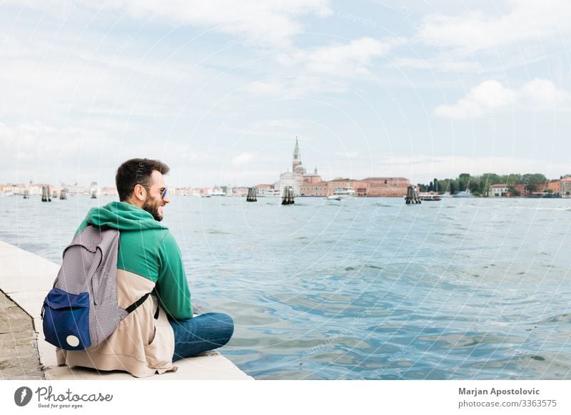 Young traveler enjoying the view of Venice, Italy Lifestyle Vacation & Travel Tourism Trip Sightseeing City trip Human being Masculine Young man