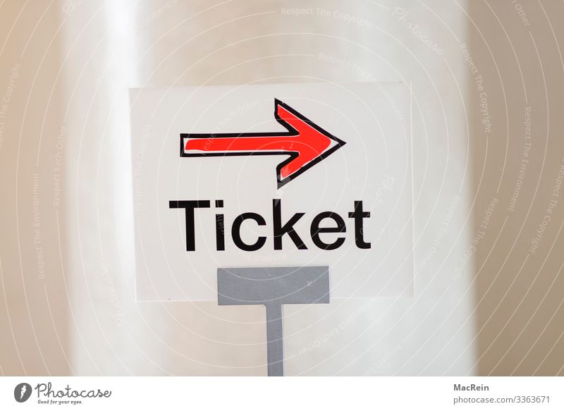 Ticket information sign Signage Warning sign Culture Art Direction Trend-setting Copy Space Arrow Red Road marking Display Colour photo Interior shot Close-up