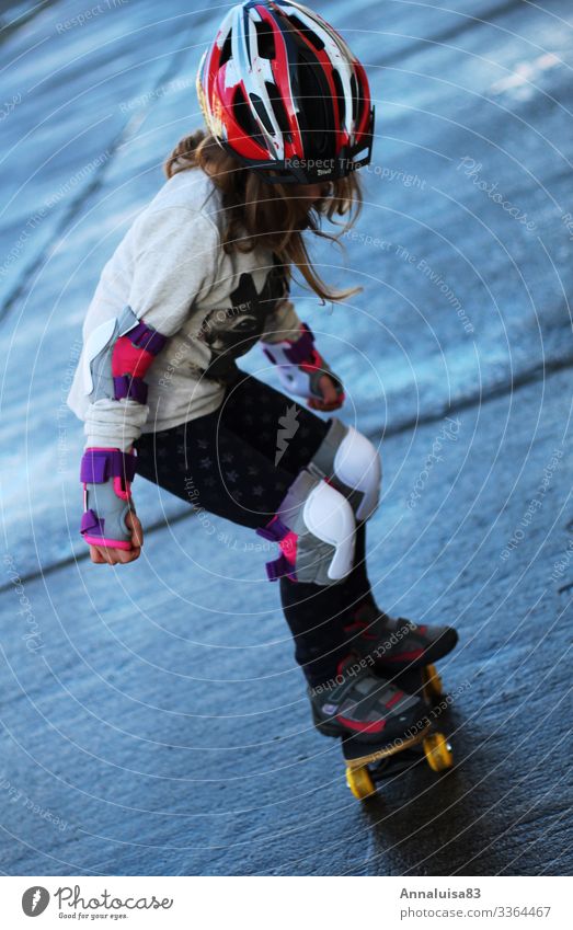Skategirl Skateboard Human being Feminine Child Girl Body 1 3 - 8 years Infancy Helmet Driving Sports Speed Protection Colour photo Downward