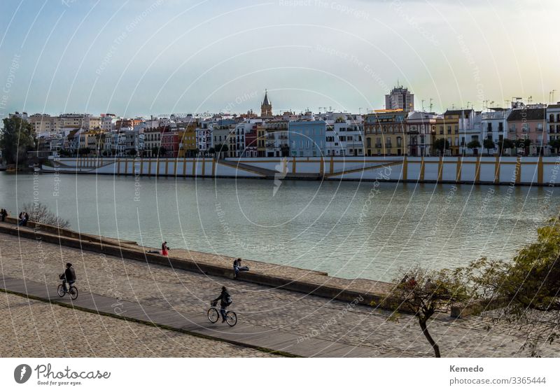 Views of guadalquivir river walk in Seville, Spain. Lifestyle Healthy Athletic Wellness Relaxation Calm Leisure and hobbies Vacation & Travel Tourism Trip