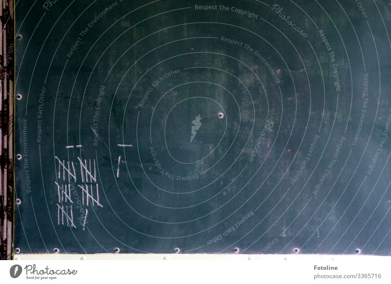 blackboard Wood Brown Gray White School Signs and labeling Line Colour photo Subdued colour Interior shot Detail Deserted Copy Space left Copy Space right