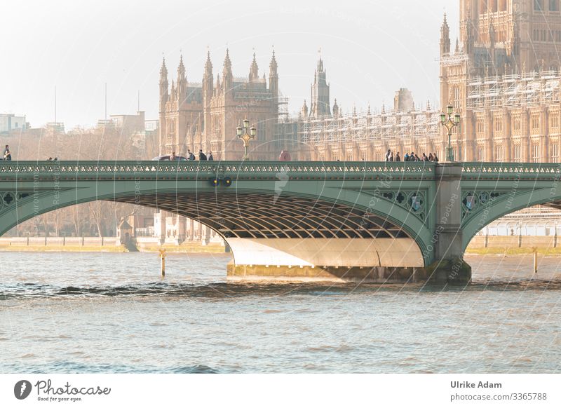 Impressions from London Spring Beautiful weather River bank Themse Themse bridges Great Britain Europe Capital city Downtown Old town Skyline Populated Palace