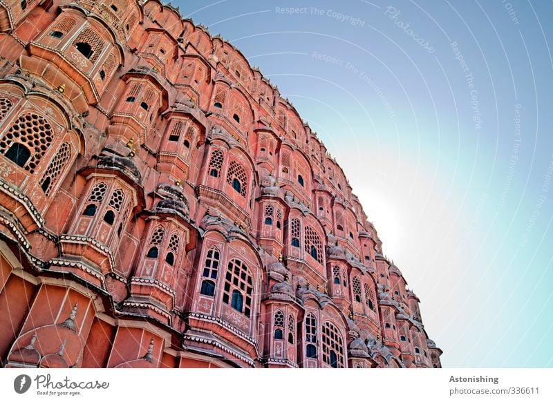 Palace of the Winds 2 Air Sky Cloudless sky Sun Sunlight Summer Weather Beautiful weather Warmth Jaipur Rajasthan India Asia Town Capital city