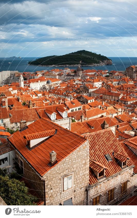 Dubrovnik Old City Red Roofs Vacation & Travel Ocean Island House (Residential Structure) Culture Town Building Architecture Historic Above Croatia landmark