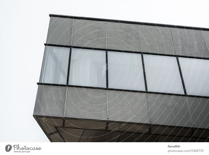 fragment of concrete gray building with empty windows House (Residential Structure) Office High-rise Building Architecture Street Stone Concrete Modern New